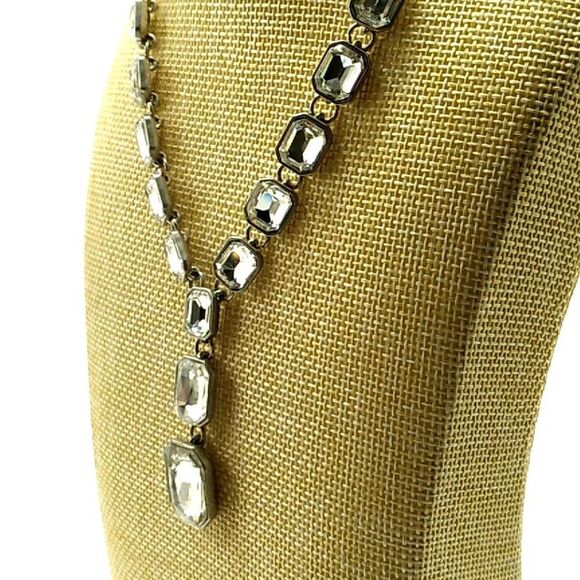Vintage Monet AB Faceted Crystal Rhinestone Necklace Silver Tone Signed - Picture 2 of 15
